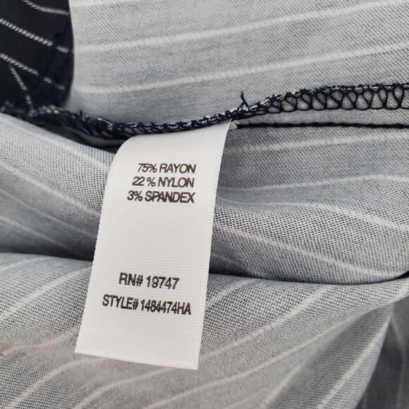 Counterparts Womens 14 Super Stretch High Rise Navy White Pinstripe Pants New - Picture 8 of 8